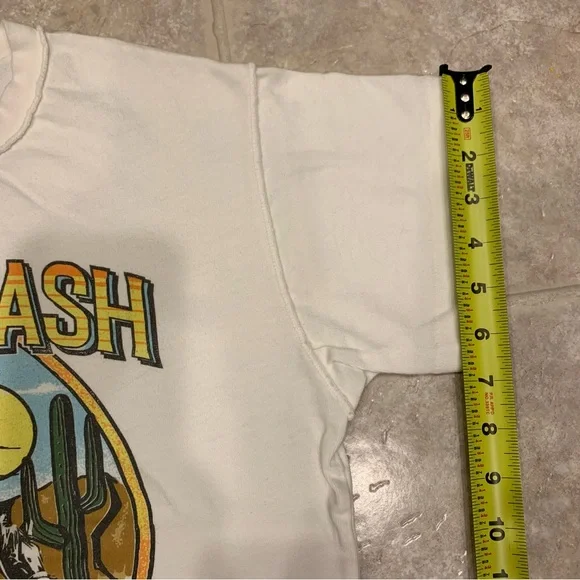 Daydreamer Johnny Cash Ghost Riders in the Sky Ivory Cropped Tee, Small - Picture 8 of 9